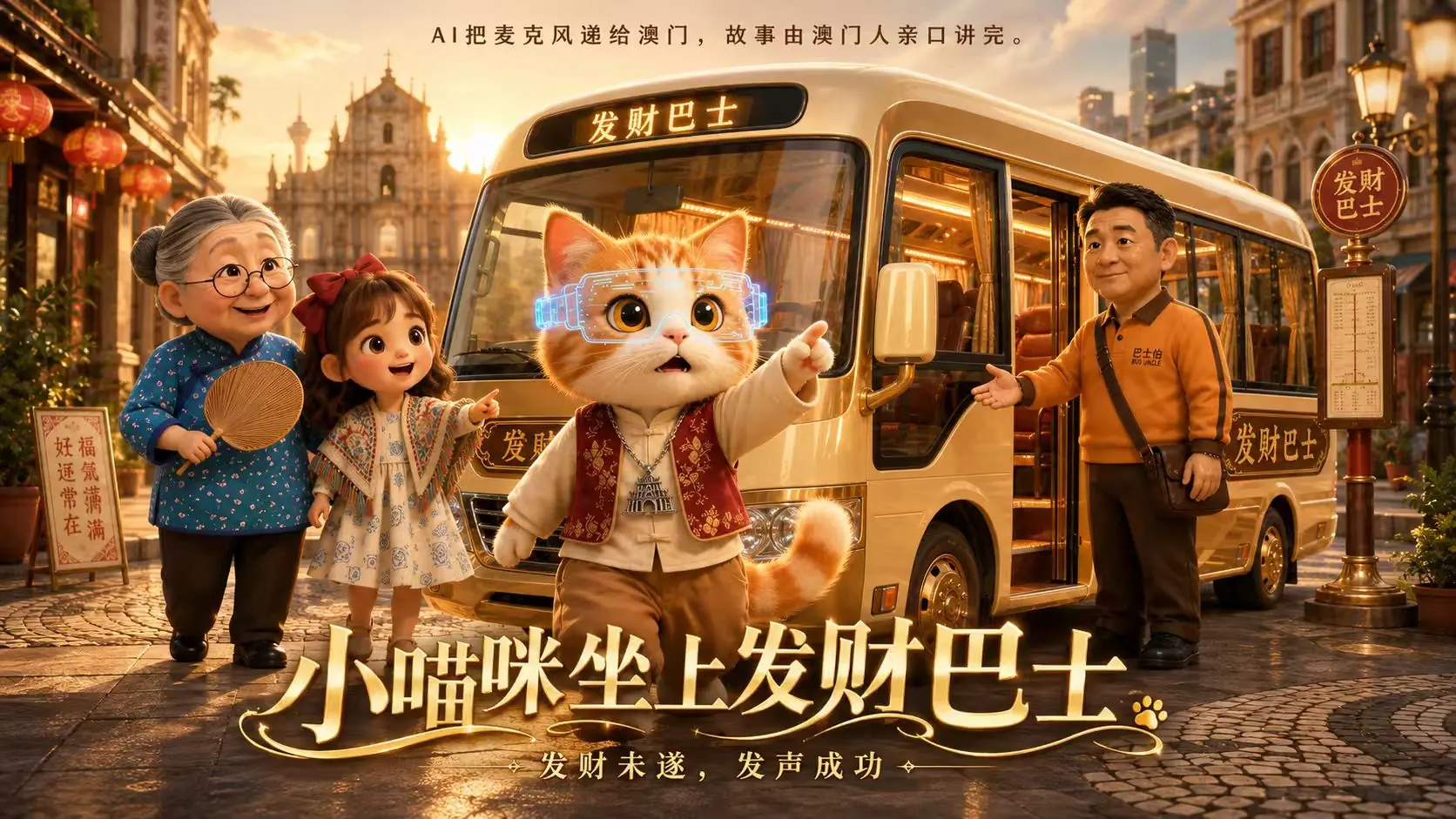 《小喵咪坐上发财巴士》电影海报